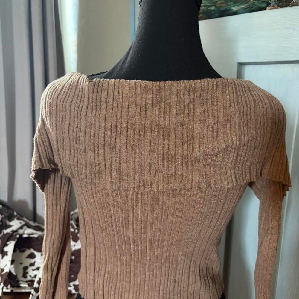 Bershka mocha brown ribbed knit - Picture 2 of 4